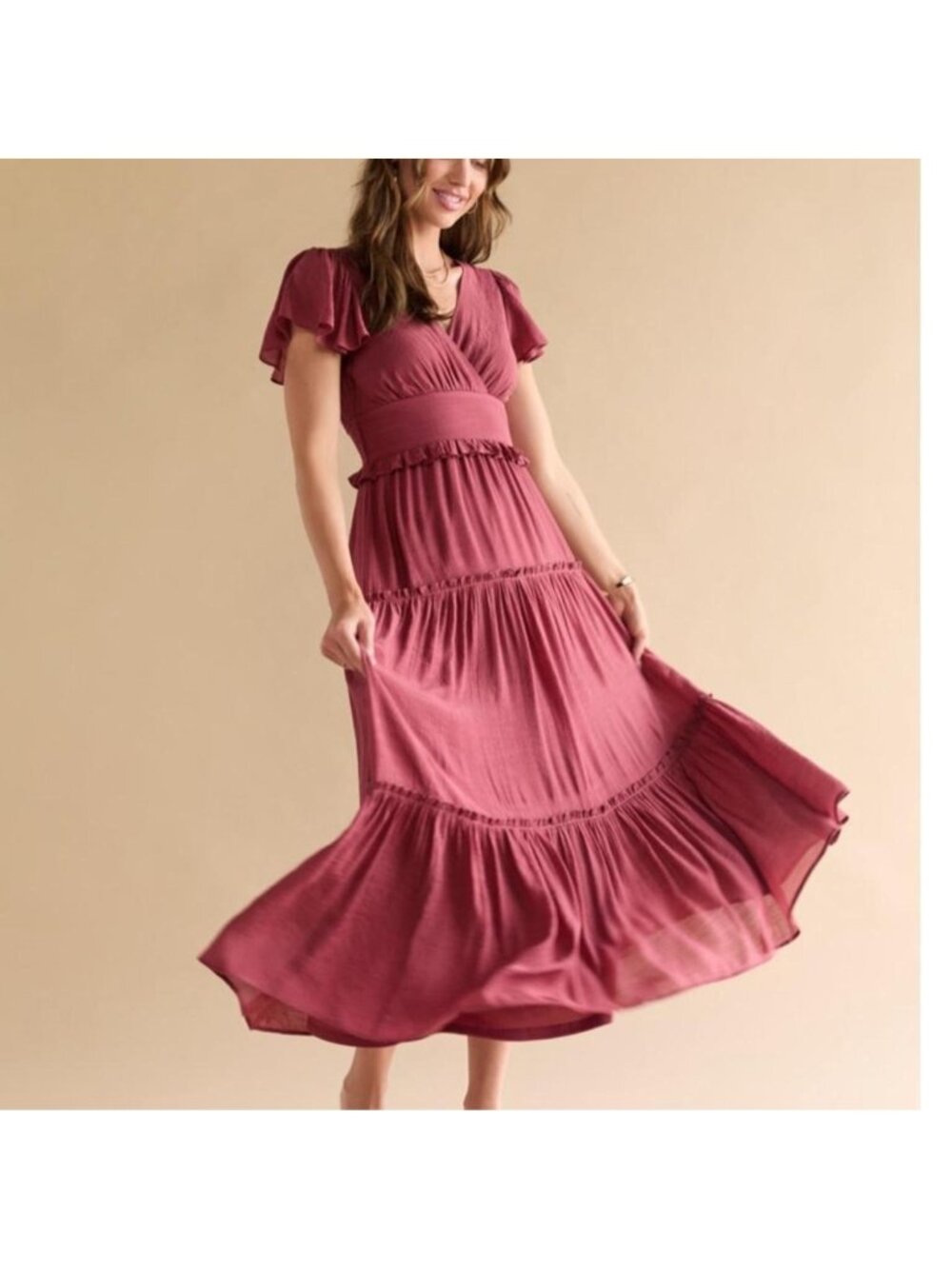 Francesca pink midi dress with ruffles. Size M #feminine #party #summer #cute